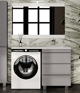 Style Line Мебель для ванной под стиральную машину Леон 120 R 3 ящика Люкс Plus серая матовая